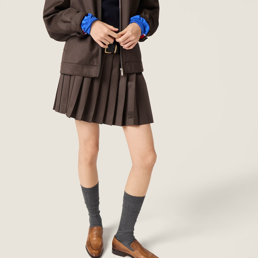 Miu Miu plisovaná minisukně z látky Cover