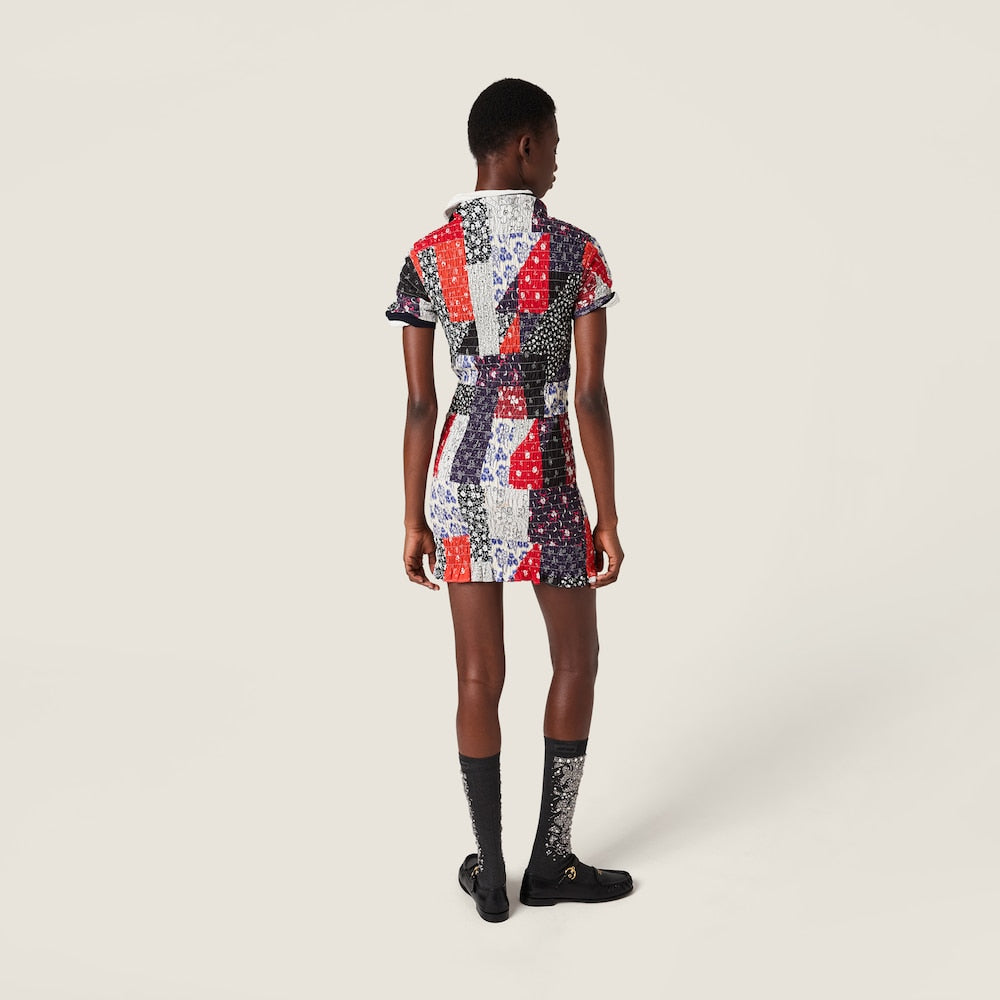 Miu Miu patchworkové minišaty z popelínu