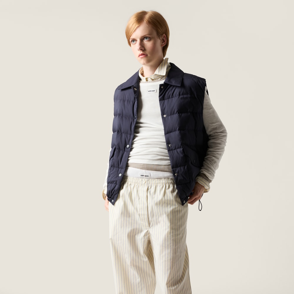 Miu Miu Technical pongé péřová vesta