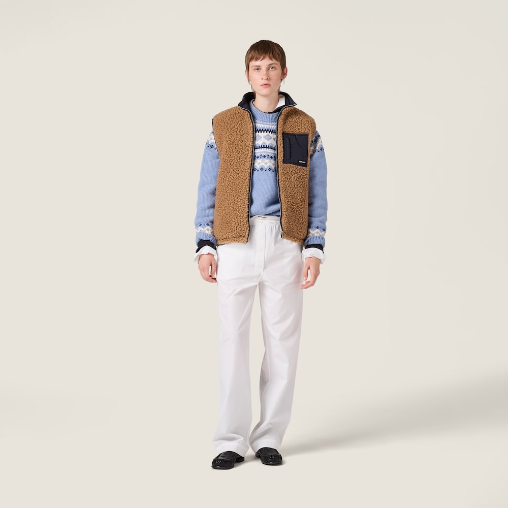 Miu Miu Teddy péřová vesta z technického pongé