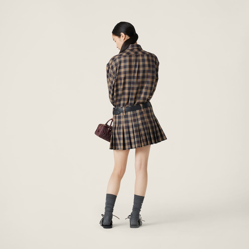 Miu Miu plisovaná tartanová minisukně