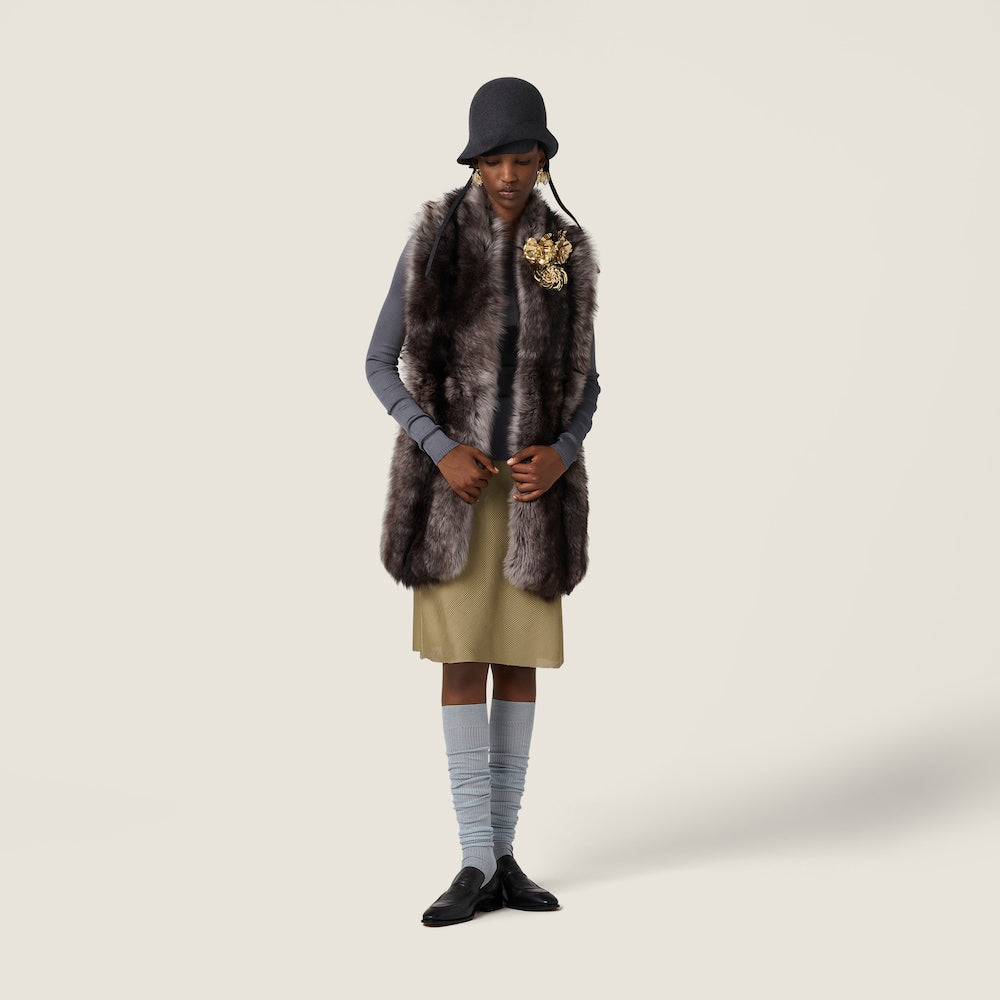 Miu Miu hedvábné midi sukně