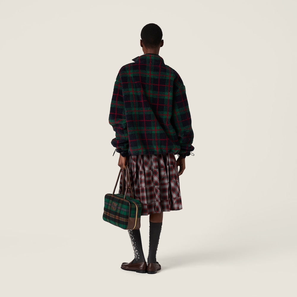 Miu Miu midi sukně s tartanovým patchworkem