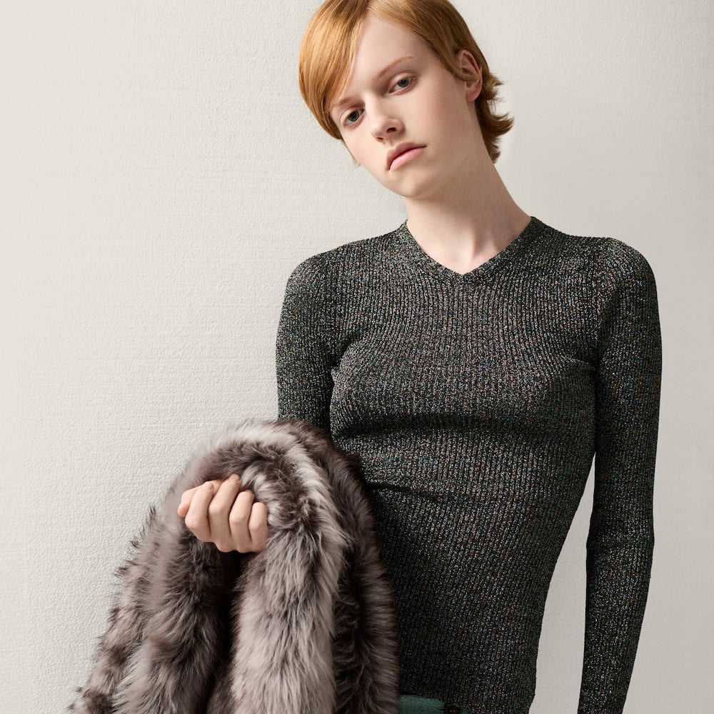 Miu Miu Lurex svetr s výstřihem do V