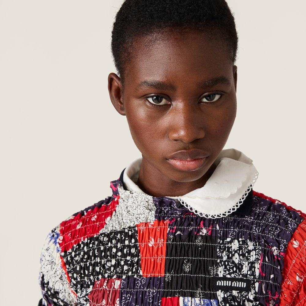 Miu Miu patchworkové minišaty z popelínu