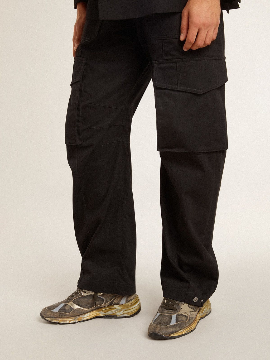 Golden Goose pánské Dad-Star v semiši a nylonu s khaki koženou hvězdou a patní záložkou