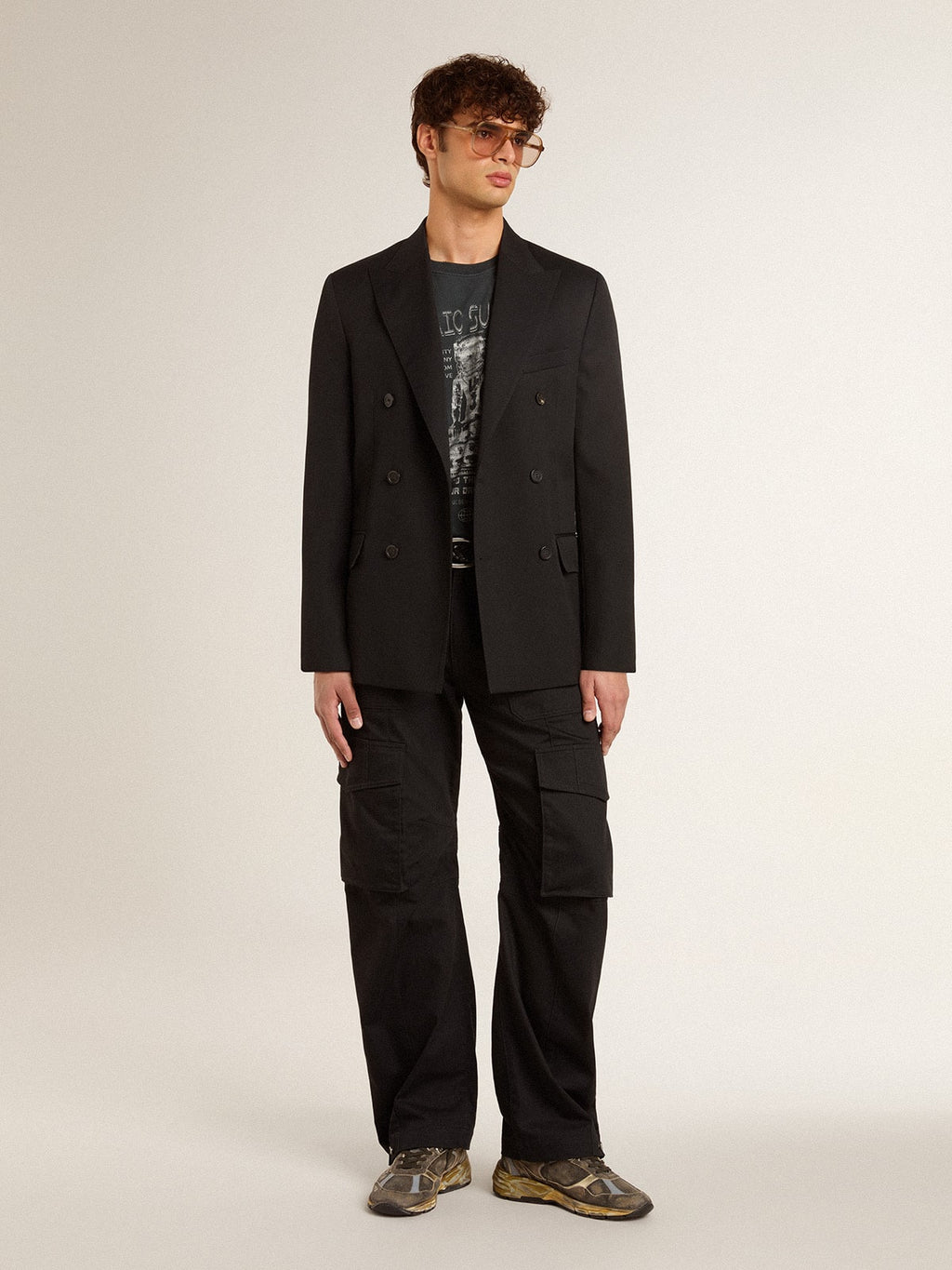 Golden Goose pánské Dad-Star v semiši a nylonu s khaki koženou hvězdou a patní záložkou