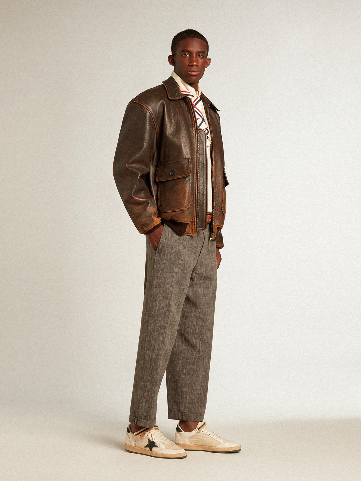 Golden Goose Ball Star z nylonu a nappa se zelenou semišovou hvězdou a zadní patkou