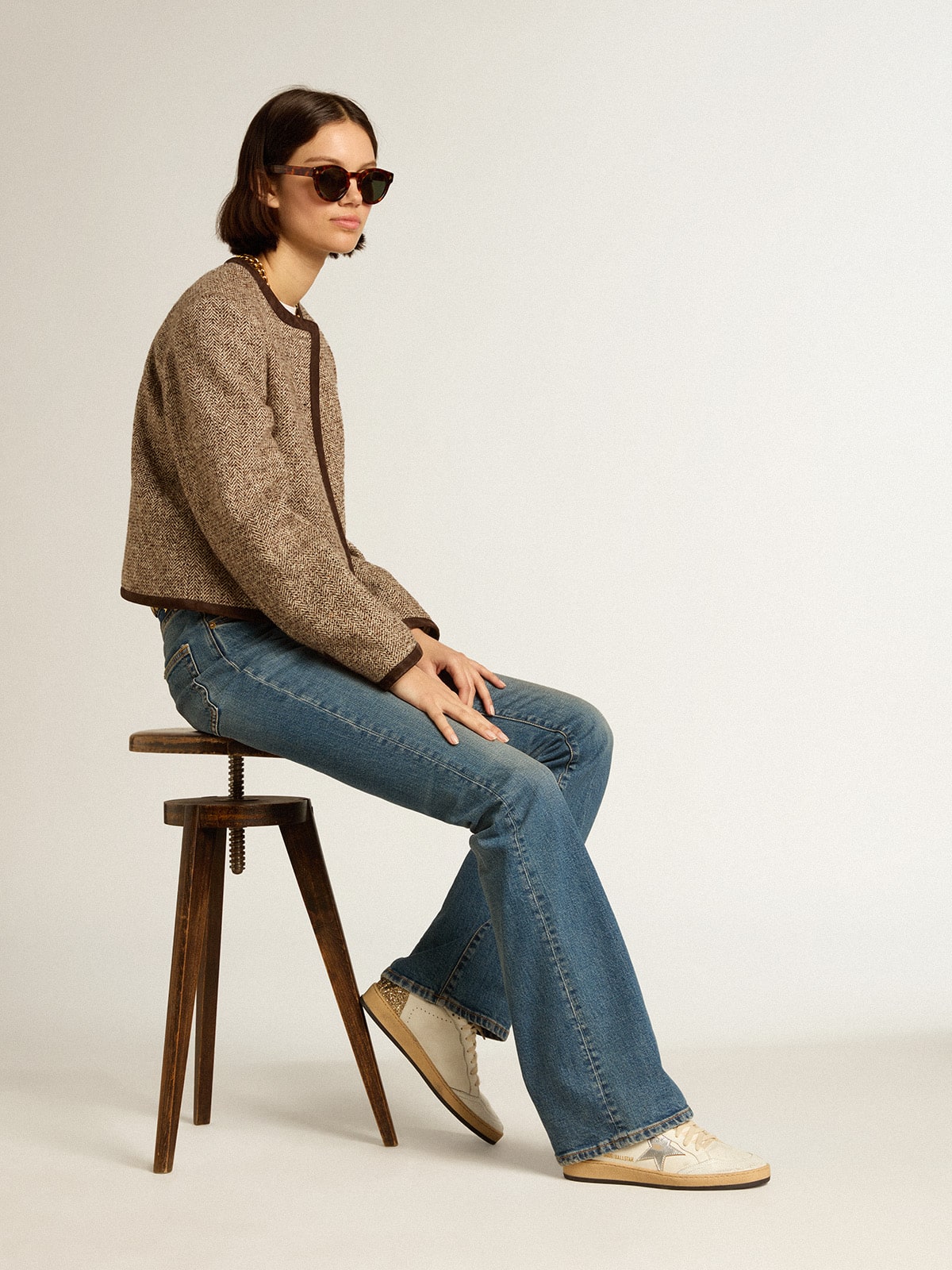 Golden Goose Ball Star s metalickou koženou hvězdou a třpytivou patní částí