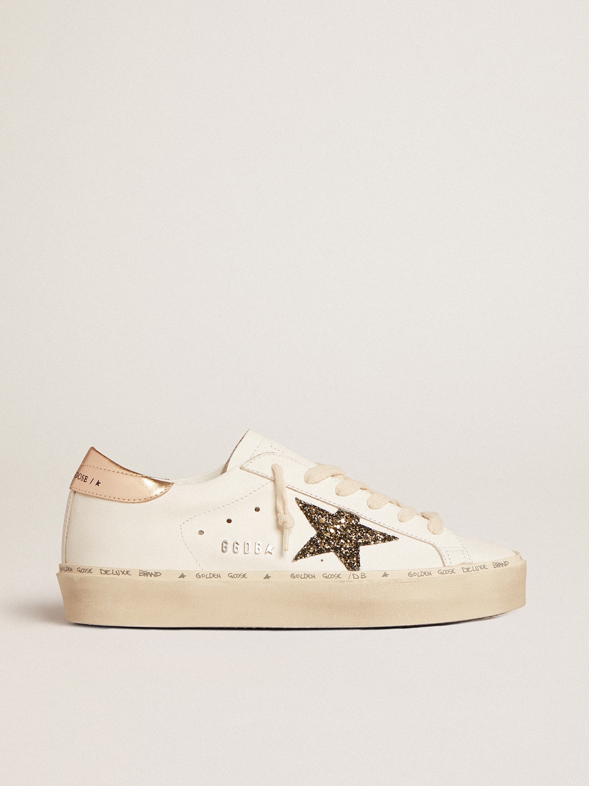 Golden Goose Hi Star s černou a zlatou třpytivou hvězdou a zlatou patní záložkou