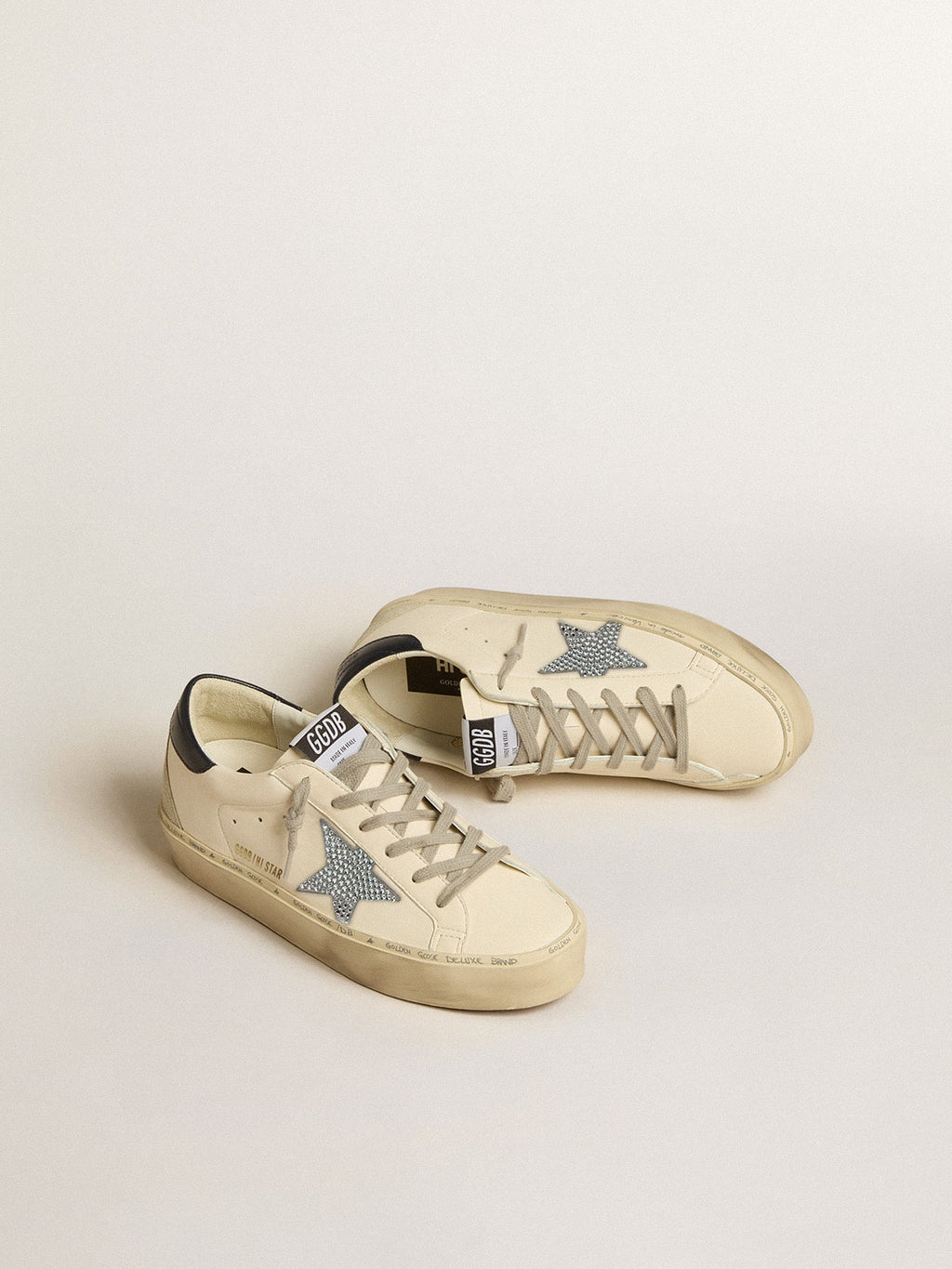 Golden Goose Hi Star z nappa kůže s hvězdou ze Swarovski krystalů a tmavě modrou koženou patní záložkou