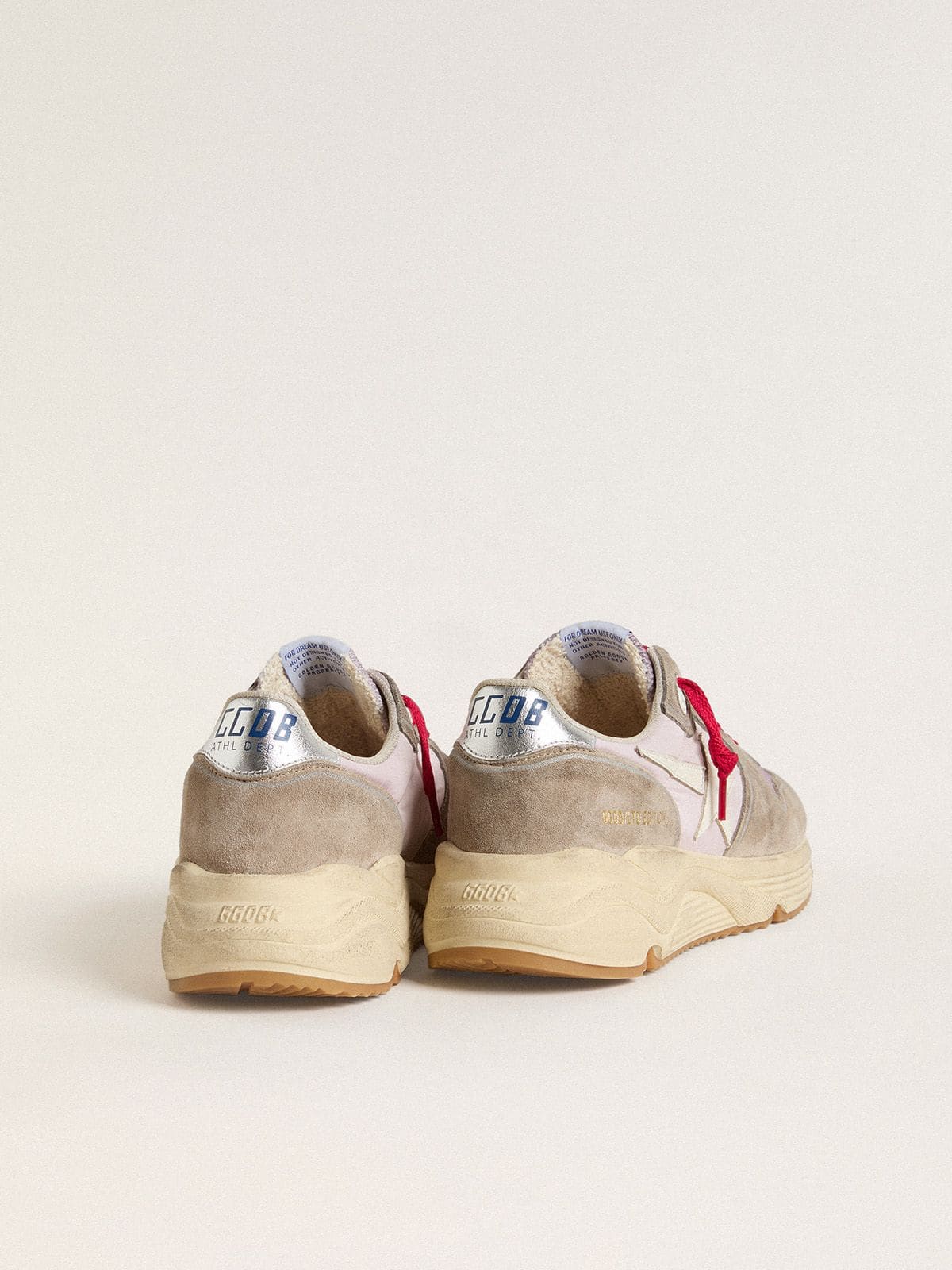 Golden Goose Running Sole LTD v růžovém nylonu s bílou koženou hvězdou