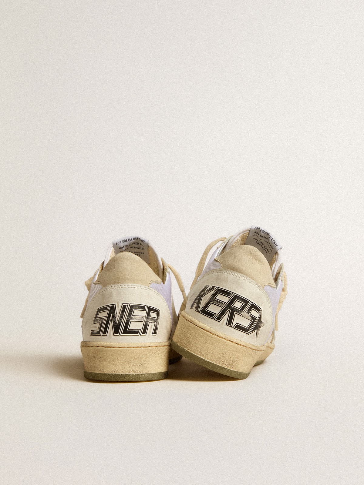 Golden Goose Ball Star z nylonu a kůže s růžovou a světle modrou hvězdou a béžovým patním páskem