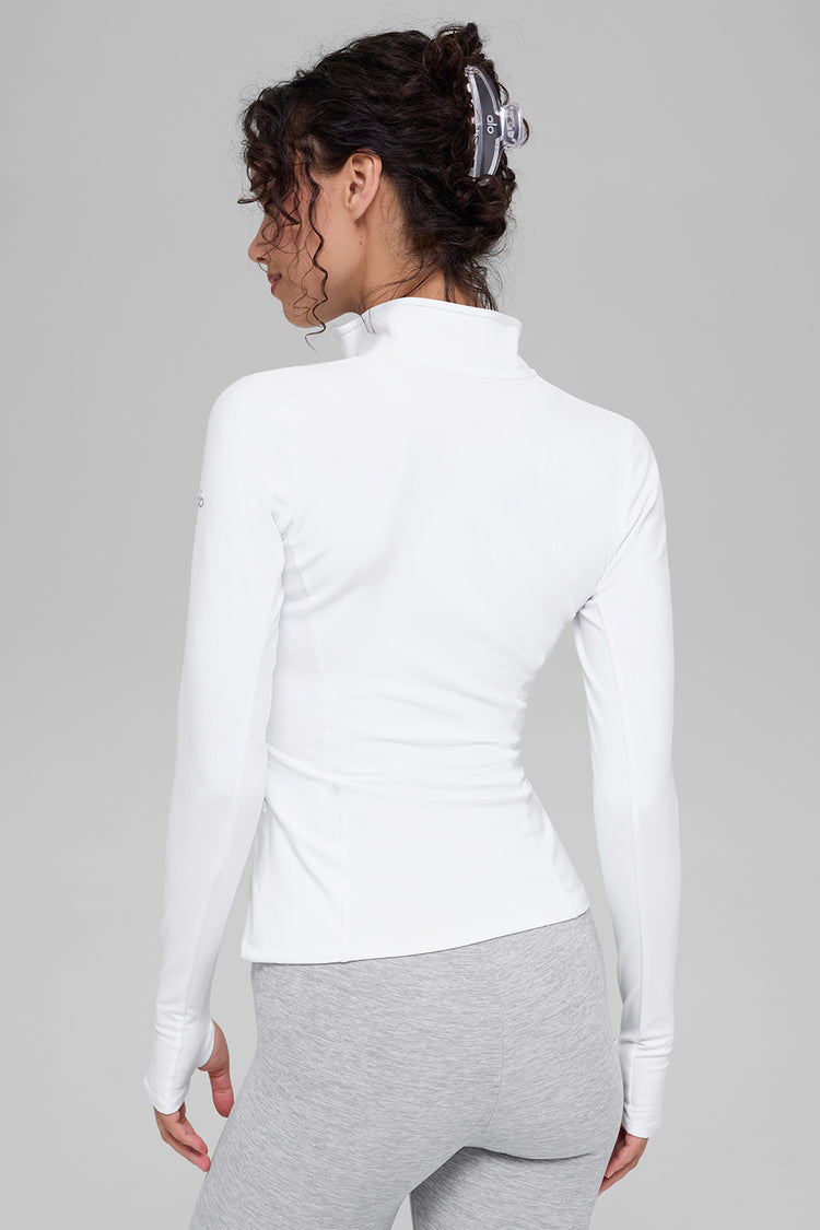 Alo Yoga Alosoft 1/2 Zip Rapid mikina - bílá