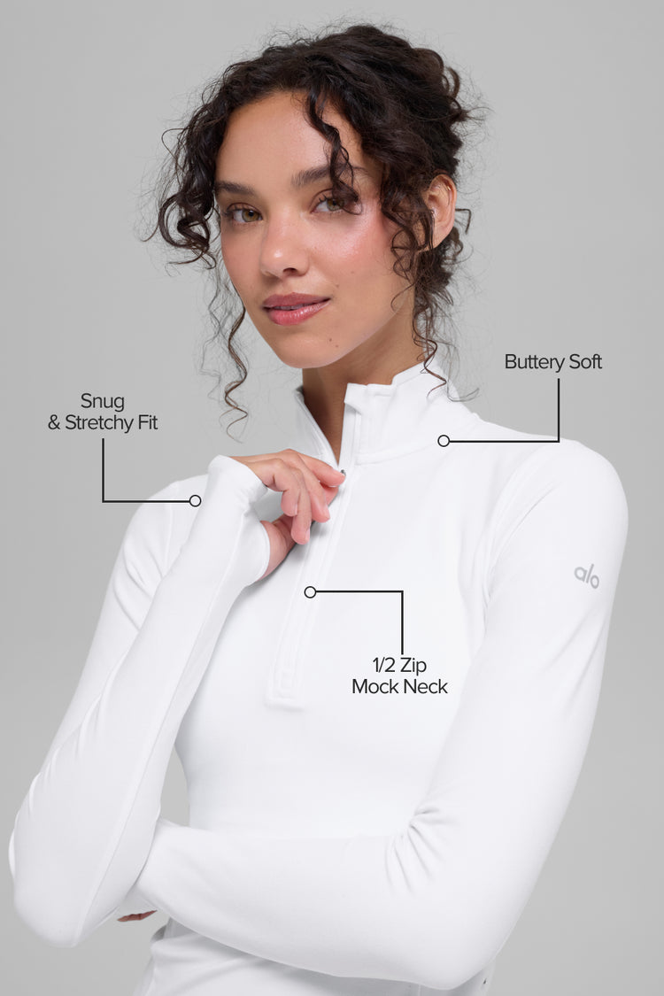 Alo Yoga Alosoft 1/2 Zip Rapid mikina - bílá