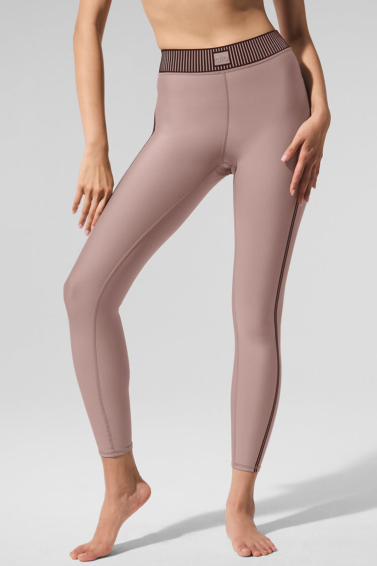 Alo Yoga Airlift High-Waist 7/8 Line Up Legging - béžovo-hnědá (taupe)