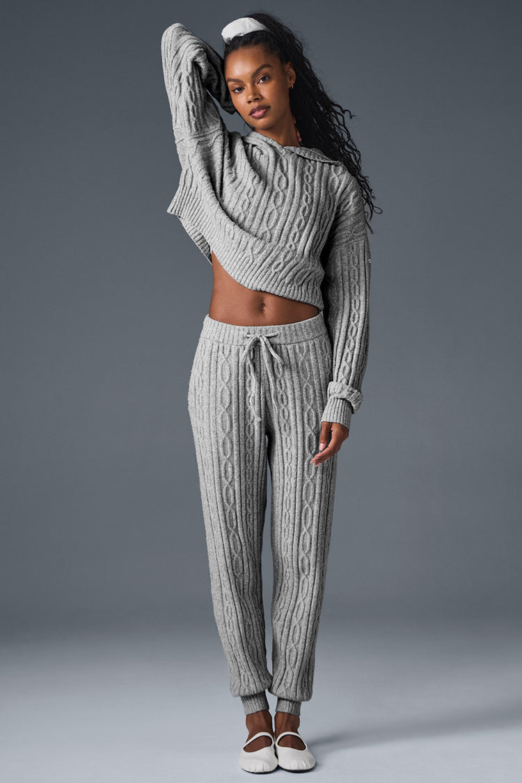 Alo Yoga Cable Knit Winter Bliss Pant - šedý melír