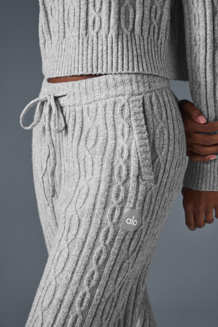 Alo Yoga Cable Knit Winter Bliss Pant - šedý melír