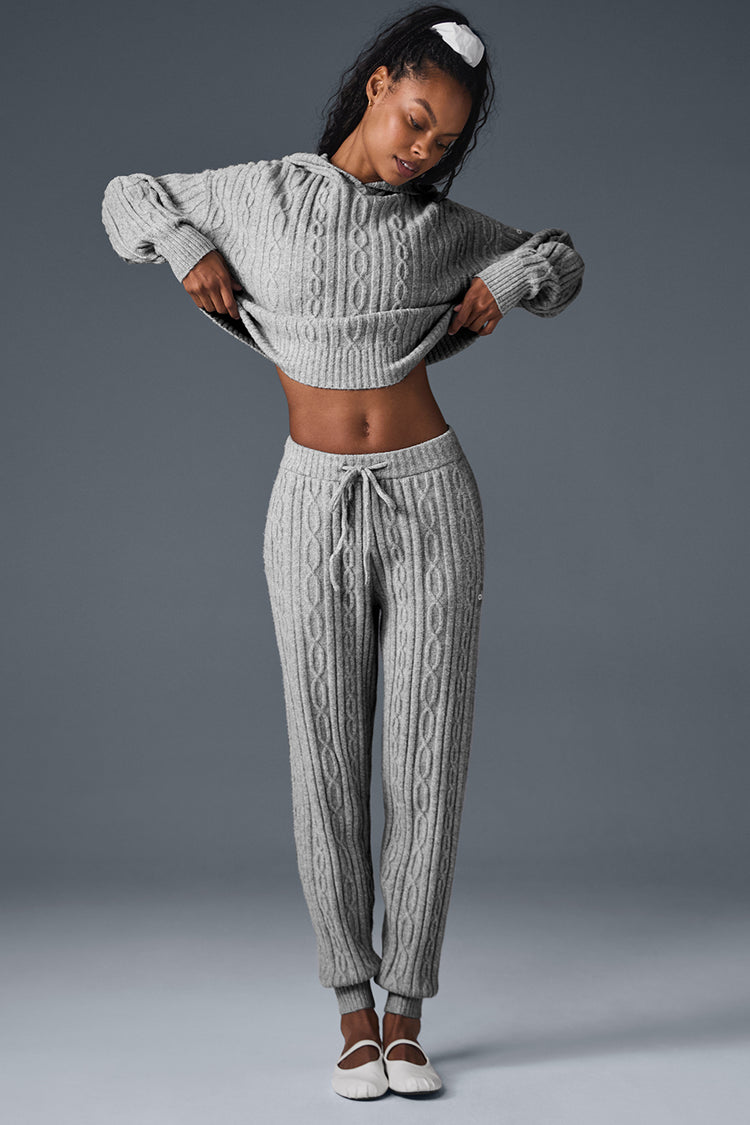 Alo Yoga Cable Knit Winter Bliss Pant - šedý melír
