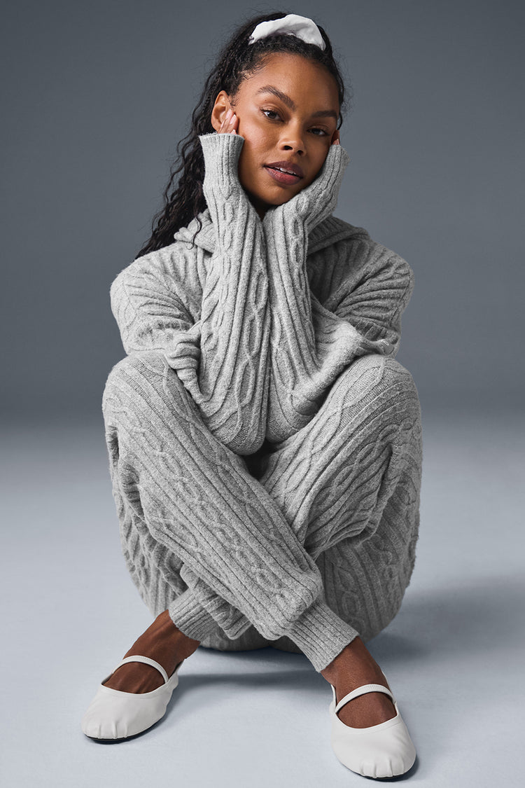 Alo Yoga Cable Knit Winter Bliss Pant - šedý melír