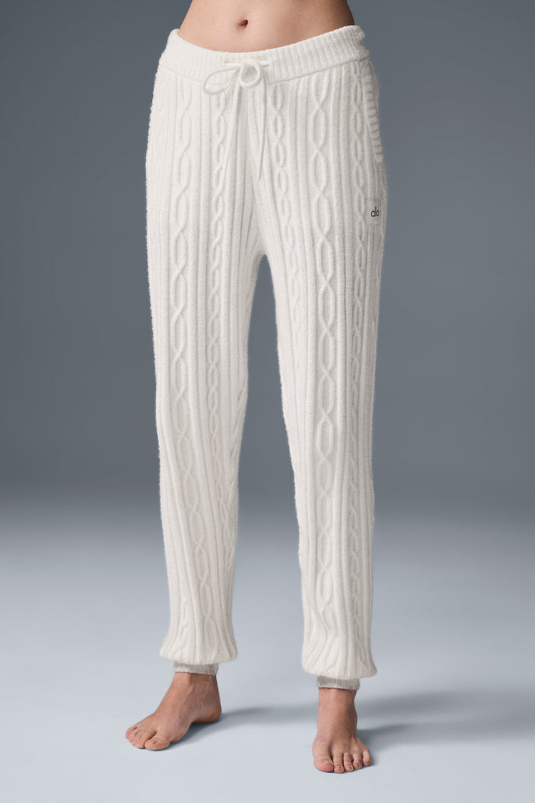 Alo Yoga Cable Knit Winter Bliss Pant - slonovinová