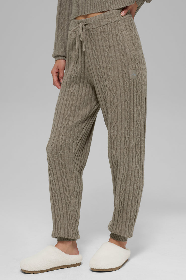 Alo Yoga Cable Knit Winter Bliss Pant - světle kakaová