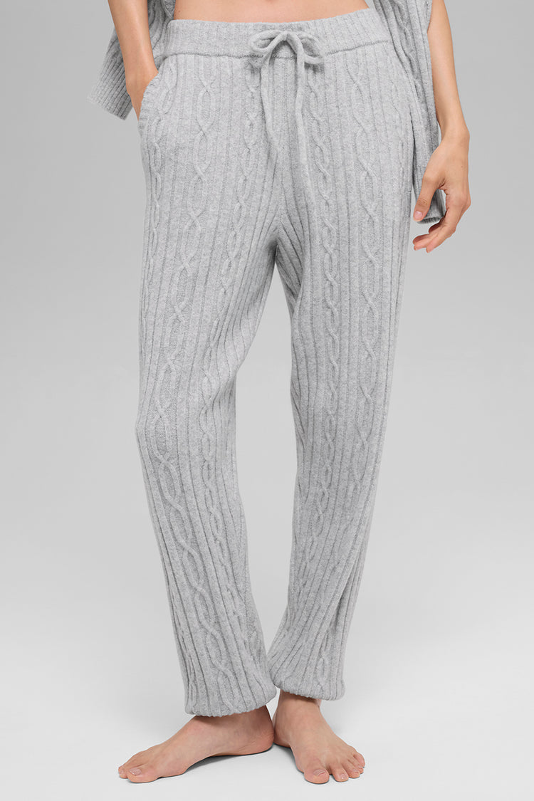 Alo Yoga Cable Knit Winter Bliss Pant - atletická melírovaná šedá