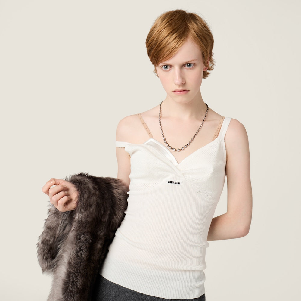 Miu Miu Bavlněný pletený top