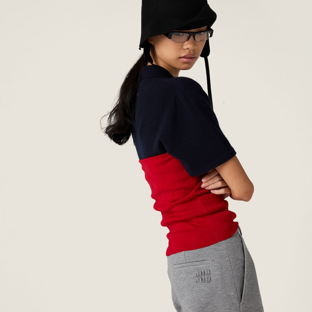 Miu Miu bavlněný pletený top bez ramínek