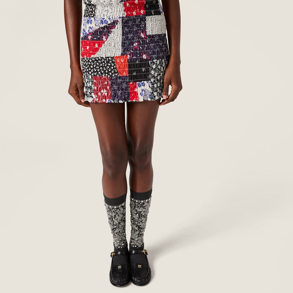 Miu Miu patchworkové minišaty z popelínu