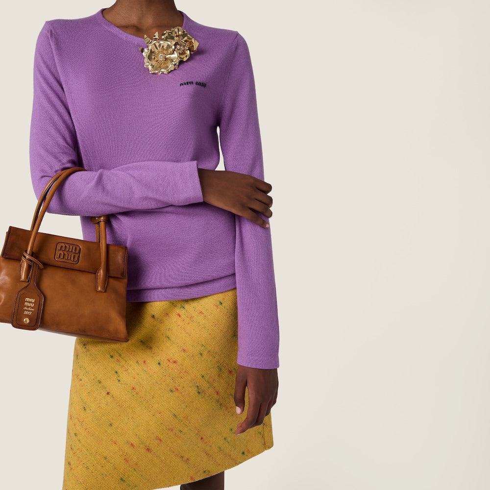 Miu Miu svetr s kulatým výstřihem z kašmíru a hedvábí